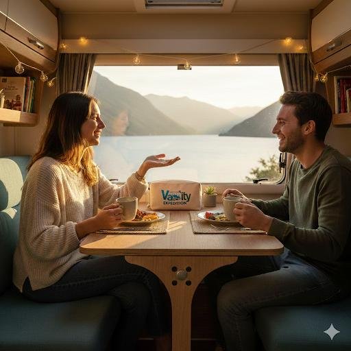 happy couple in the van